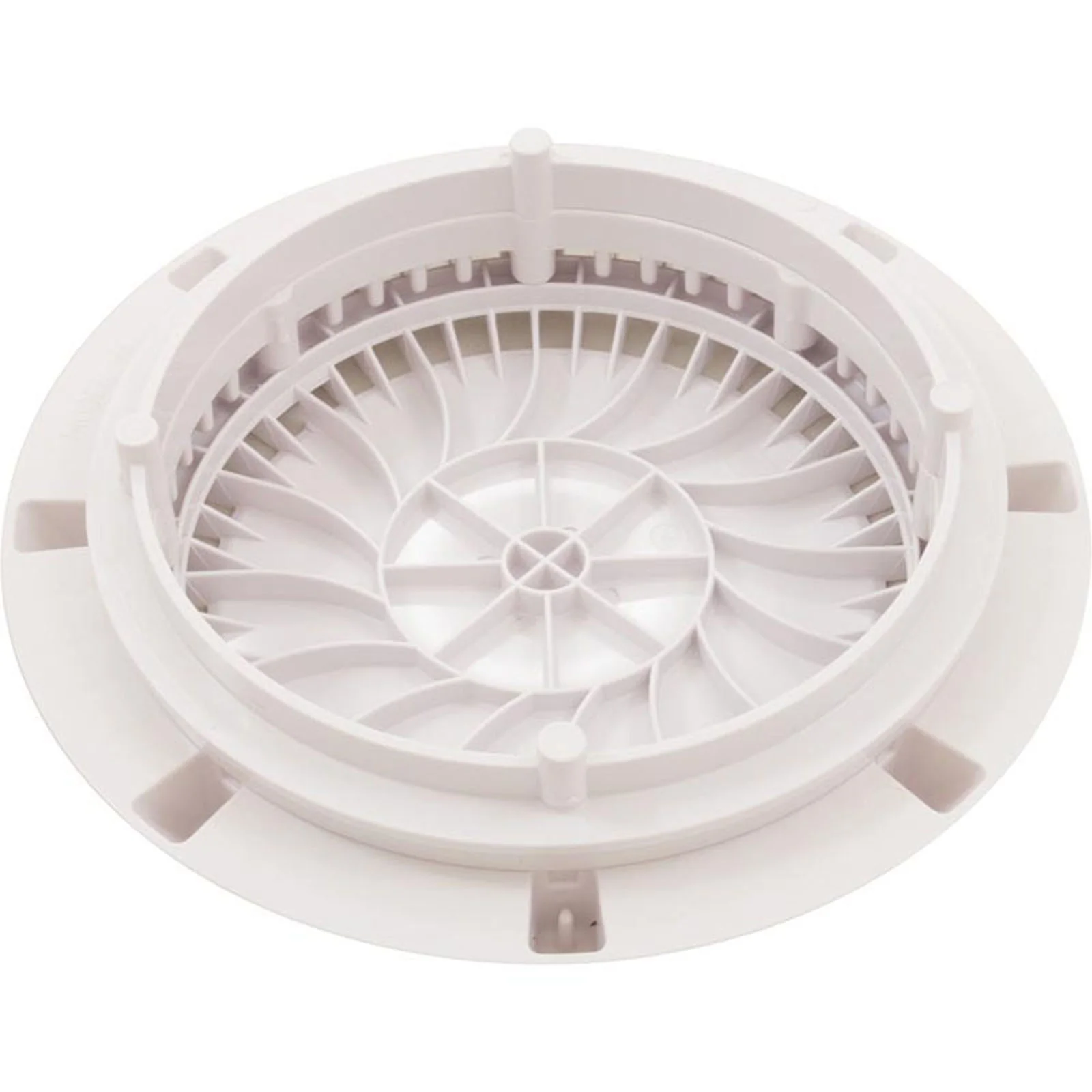 Main Drain Grate, CMP LowPro, 8" Rnd, w/Frame & Vtd Riser, Wht — image 2