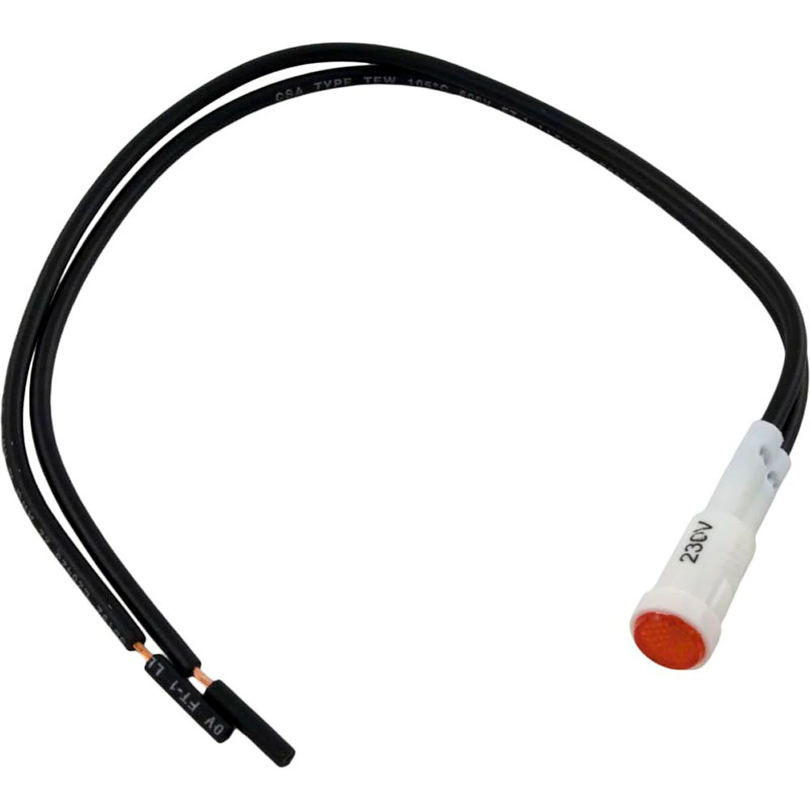 Indicator Light, 230v, 1/4 Hole Size, Push Thru, Red