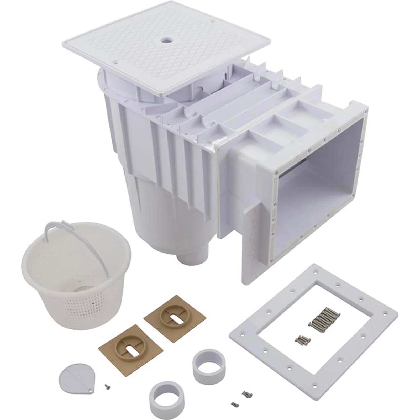 Fiberglass Skimmer (Regular Mouth, Square Lid) White, Solid — image 2