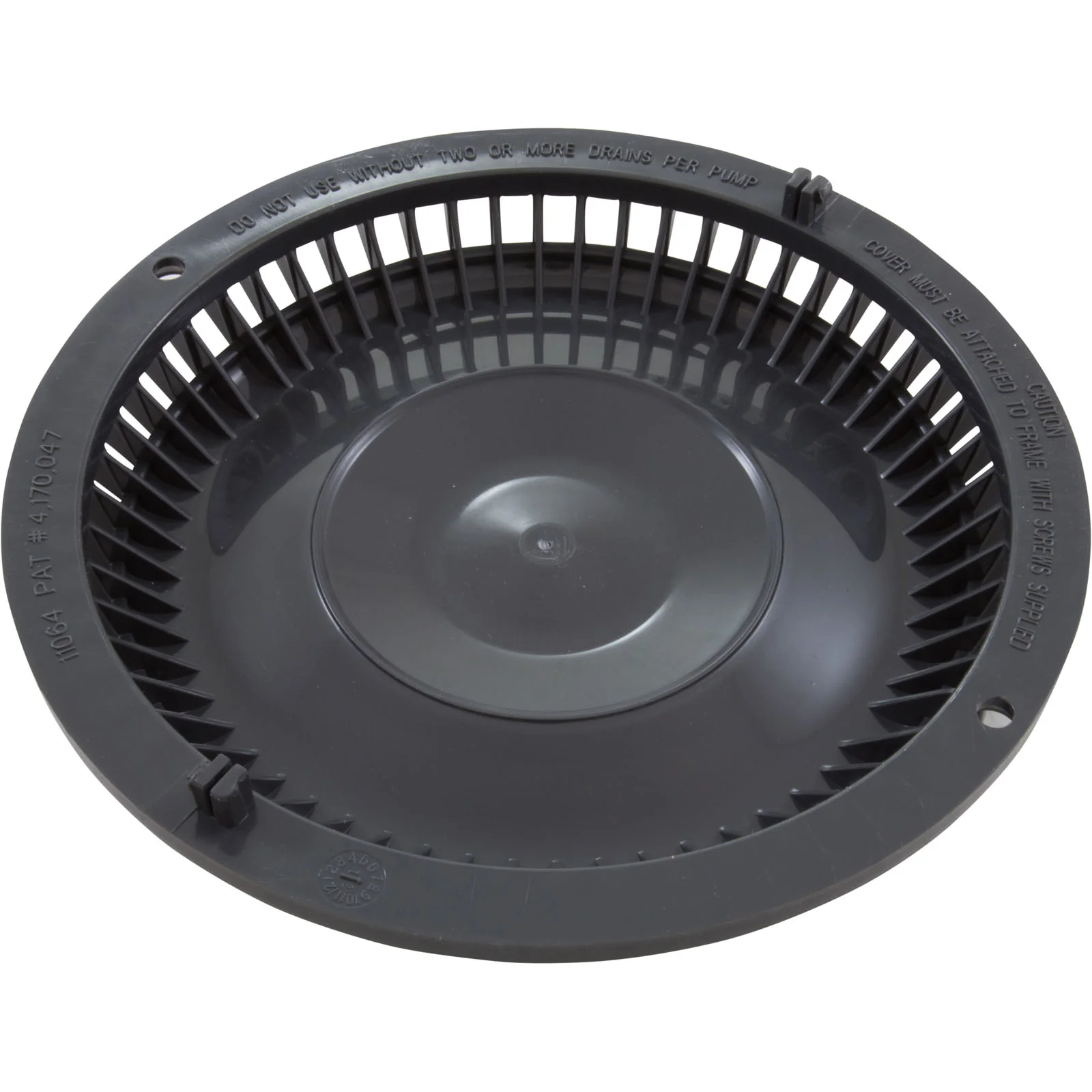 Main Drain Grate, Afras, Anti Vortex, Dark Gray, w/ 2 Screws — image 2