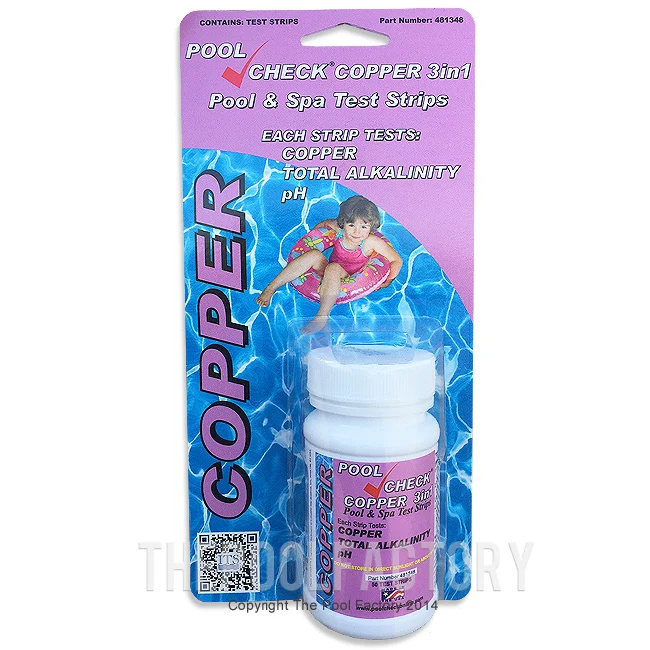 Pool Check 3 in 1 Copper Test Kit (50 Strips)