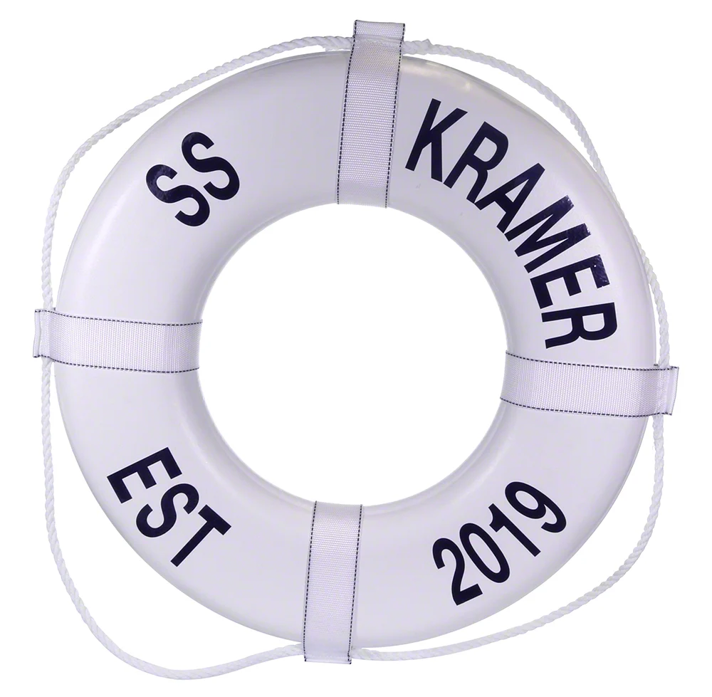 Personalized USCG Solid Foam 24 Inch Life Ring Buoy - White — image 2