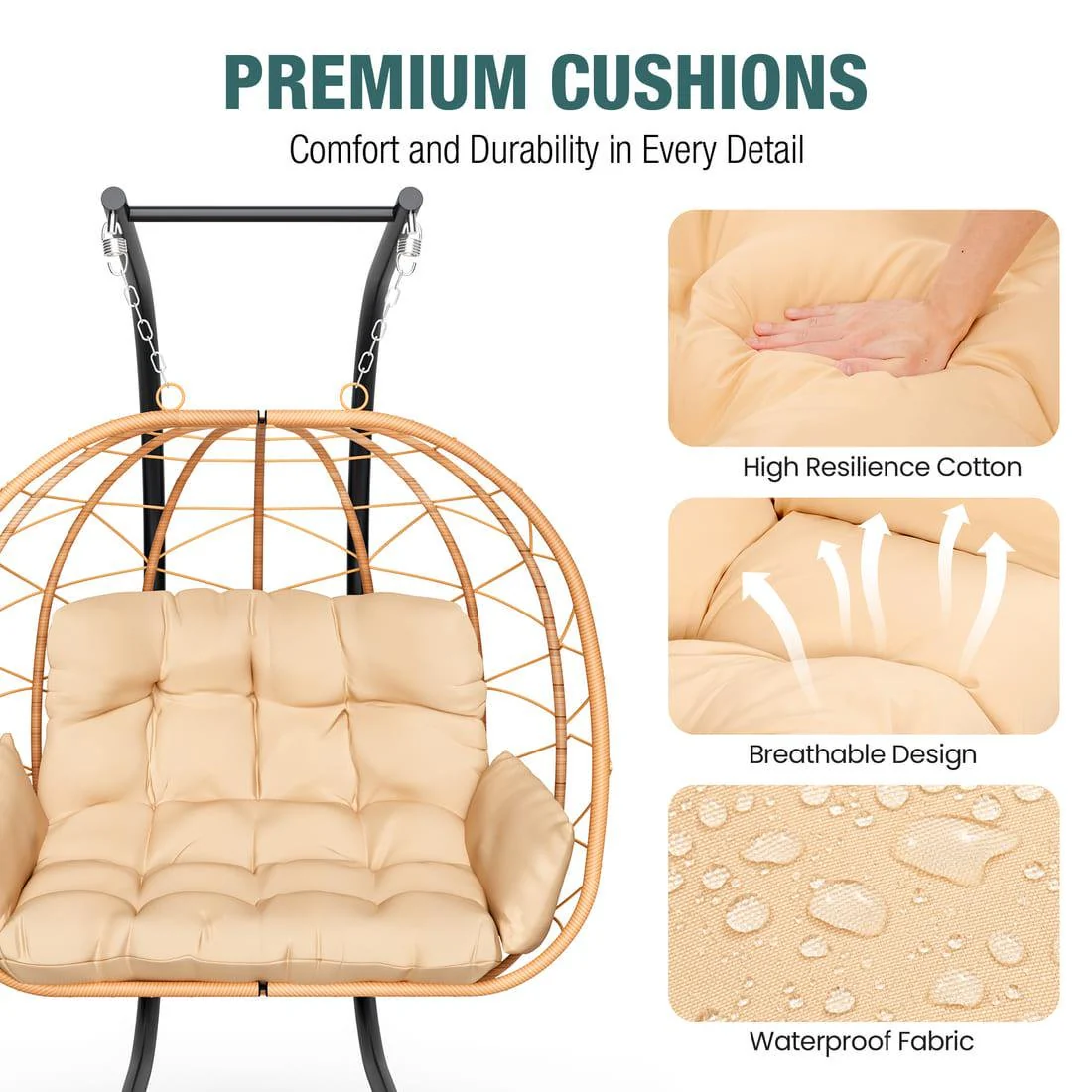 Pamapic Hanging Egg Chair with Stand — image 2