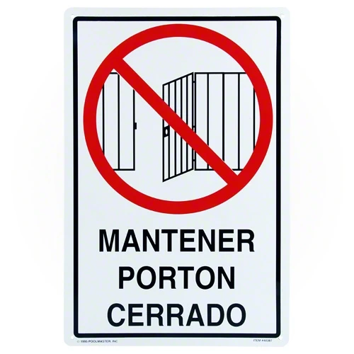 Poolmaster Keep Gate Closed Sign 40387 - Spanish