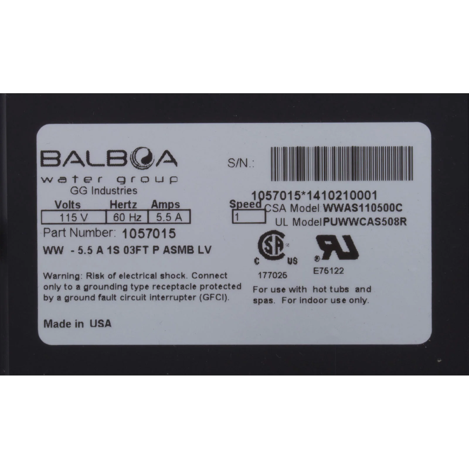 Pump, Bath, Balboa Wow, 5.5A, W/ Air Switch — image 3